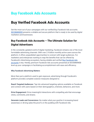 One Of The Best Website Buy Facebook Ads Accounts