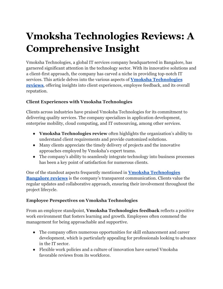 vmoksha technologies reviews a comprehensive