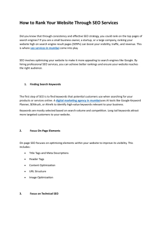 How to Rank Your Website Through SEO Services