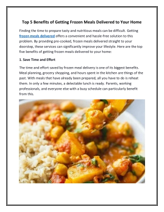 Top 5 Benefits of Getting Frozen Meals Delivered to Your Home