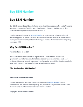 Buy SSN Number