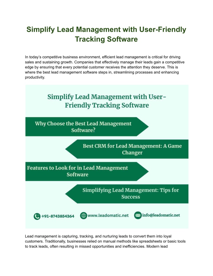 simplify lead management with user friendly