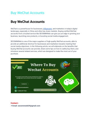 One Of The Best Website ToBuy Wechat Accounts