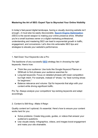 mastering the art of seo expert tips to skyrocket