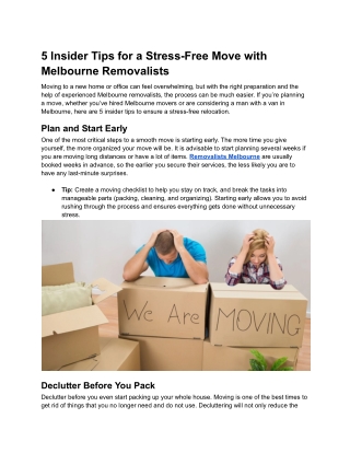 5 Insider Tips for a Stress-Free Move with Melbourne Removalists