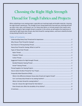 Choosing the Right High Strength Thread for Tough Fabrics and Projects