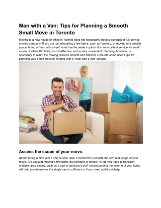 man with a van tips for planning a smooth small
