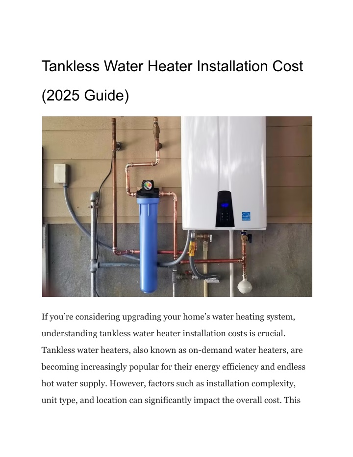 tankless water heater installation cost