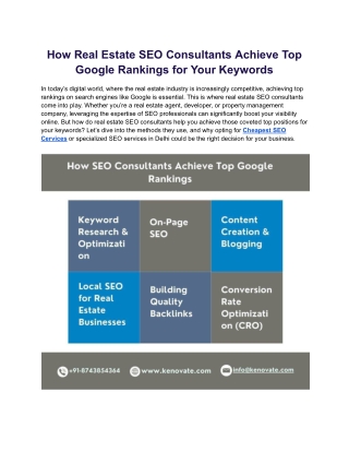 How Real Estate SEO Consultants Achieve Top Google Rankings for Your Keywords