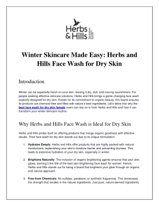 Winter Skincare Made Easy_ Herbs and Hills Face Wash for Dry Skin