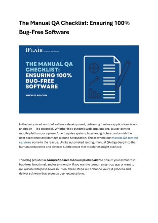 the manual qa checklist ensuring 100 bug free