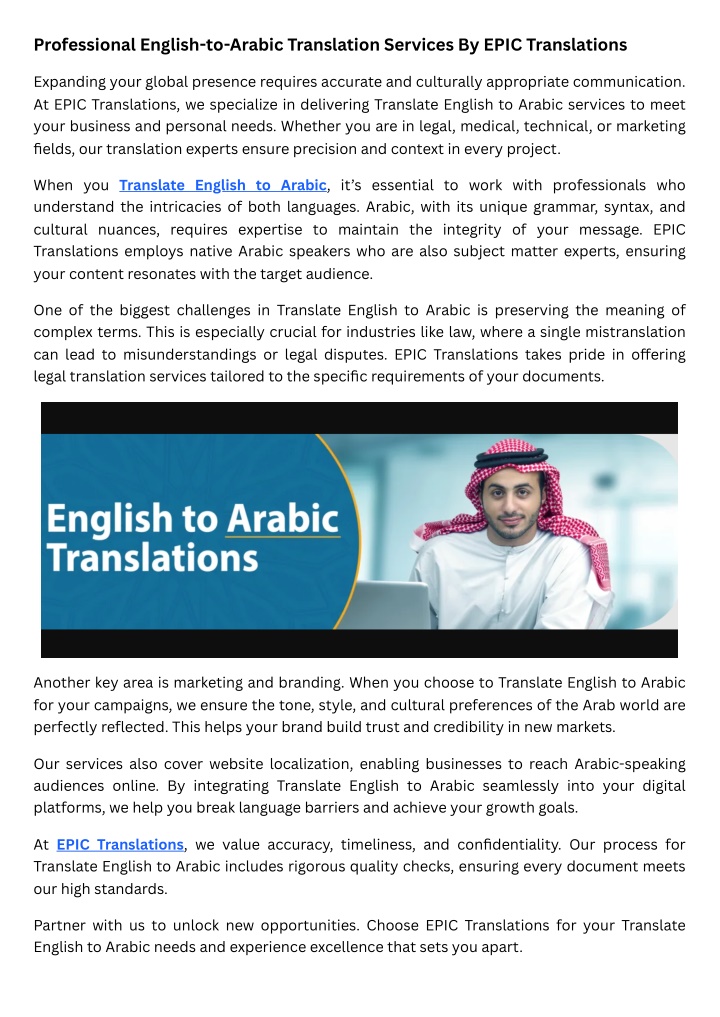 professional english to arabic translation