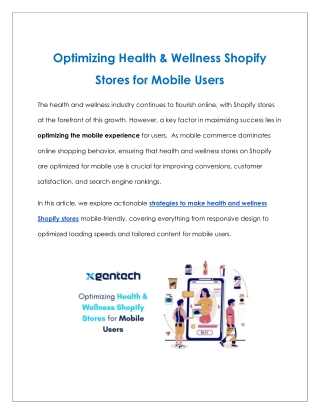 Optimizing Health & Wellness Shopify Stores for Mobile Users