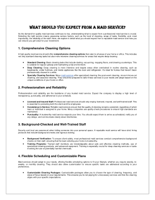 what should you expect from a maid service what