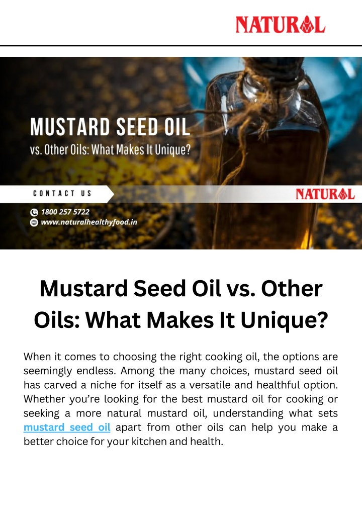 mustard seed oil vs other oils what makes