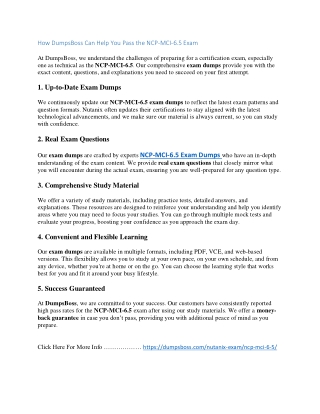 Maximize Your Pass Rate on NCP-MCI-6.5 Exam with Dumps