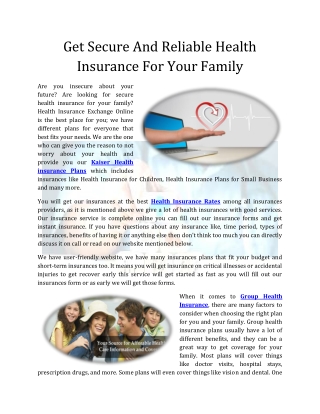 Get Secure And Reliable Health Insurance For Your Family