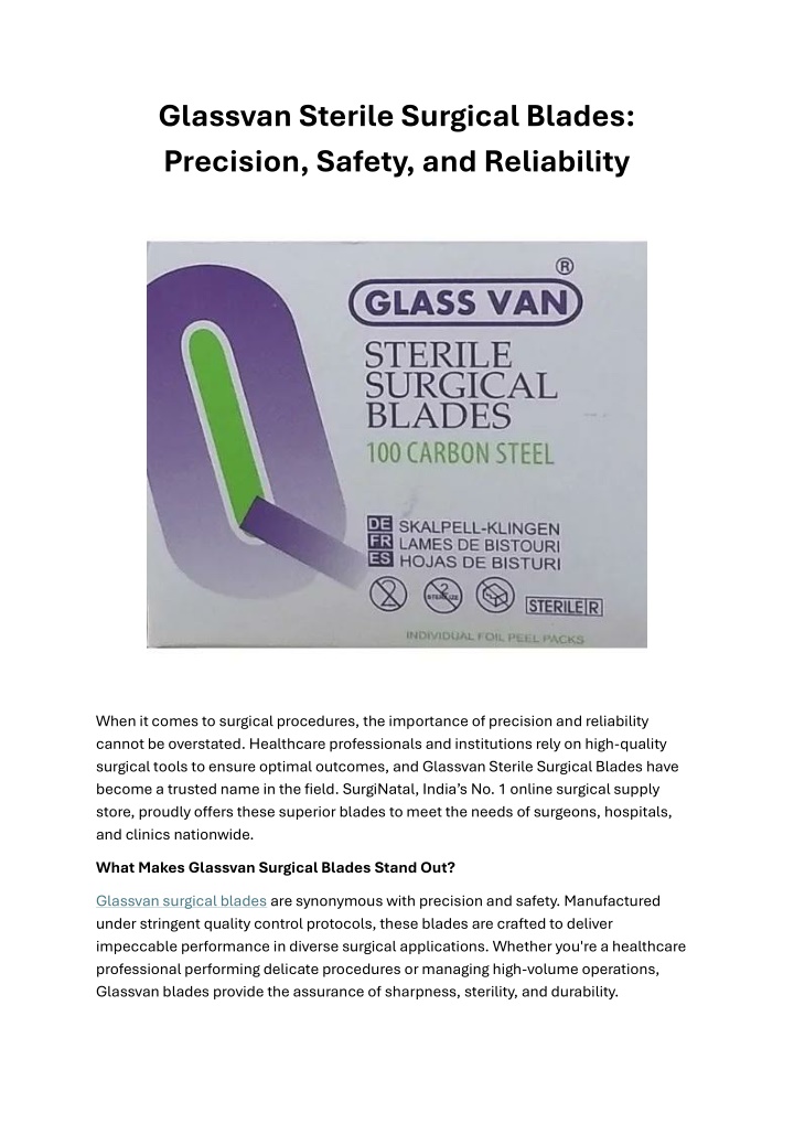 glassvan sterile surgical blades precision safety