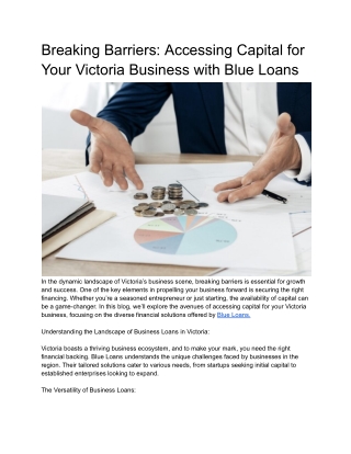 Small Business Loans in Victoria