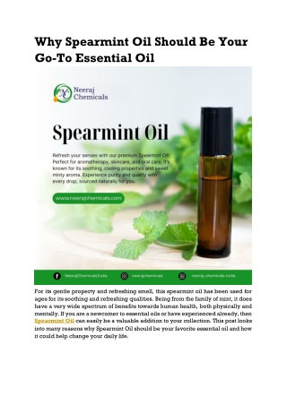 Spearmint Oil Wholesalers in India