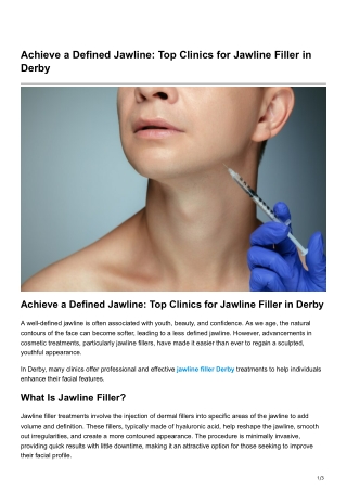 Achieve a Defined Jawline Top Clinics for Jawline Filler in Derby