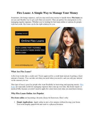 flex loans a simple way to manage your money