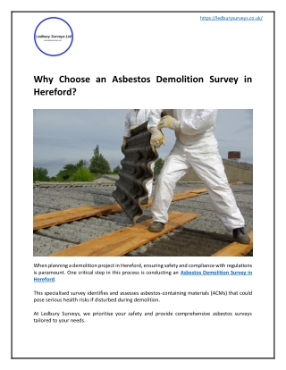 Why Choose an Asbestos Demolition Survey in Hereford?