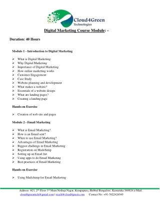 Digital Marketing Course Module