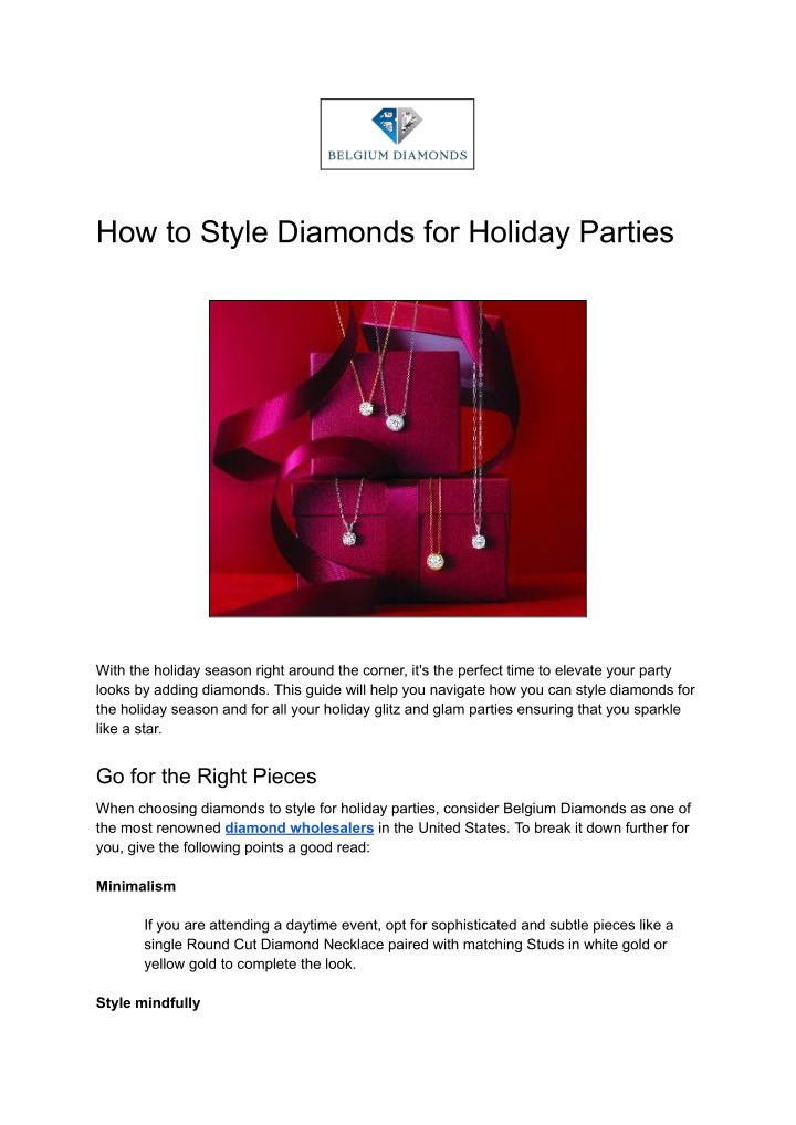 how to style diamonds for holiday parties