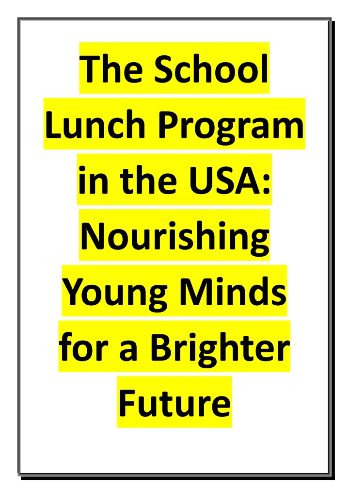 the school lunch program in the usa nourishing