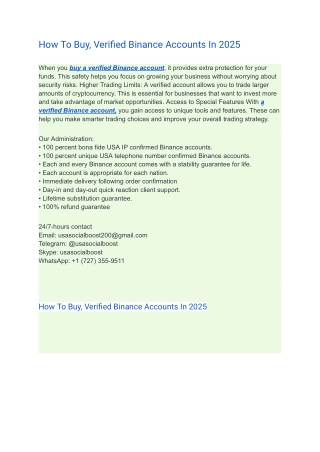 buy a verified Binance account