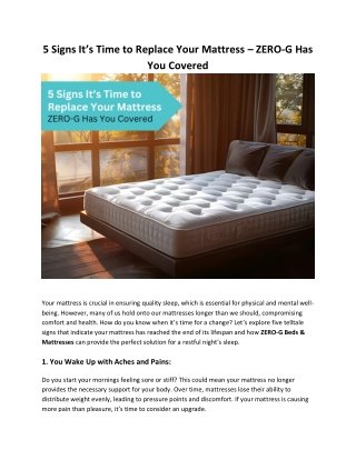 5 Signs It’s Time to Replace Your Mattress – ZERO-G Has You Covered (1)