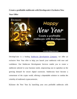 Create a Profitable Stablecoin With Developcoins Exclusive New Year Offer
