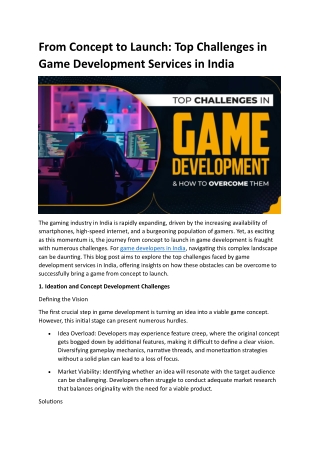 from concept to launch top challenges in game