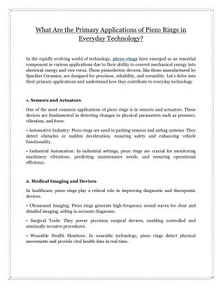 What Are the Primary Applications of Piezo Rings in Everyday Technology