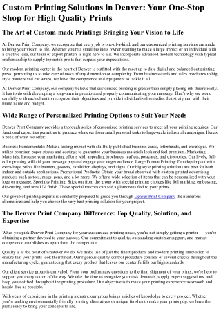 custom printing solutions in denver your one stop