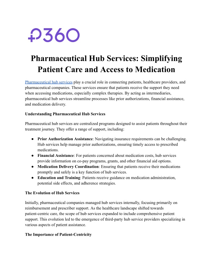 pharmaceutical hub services simplifying patient