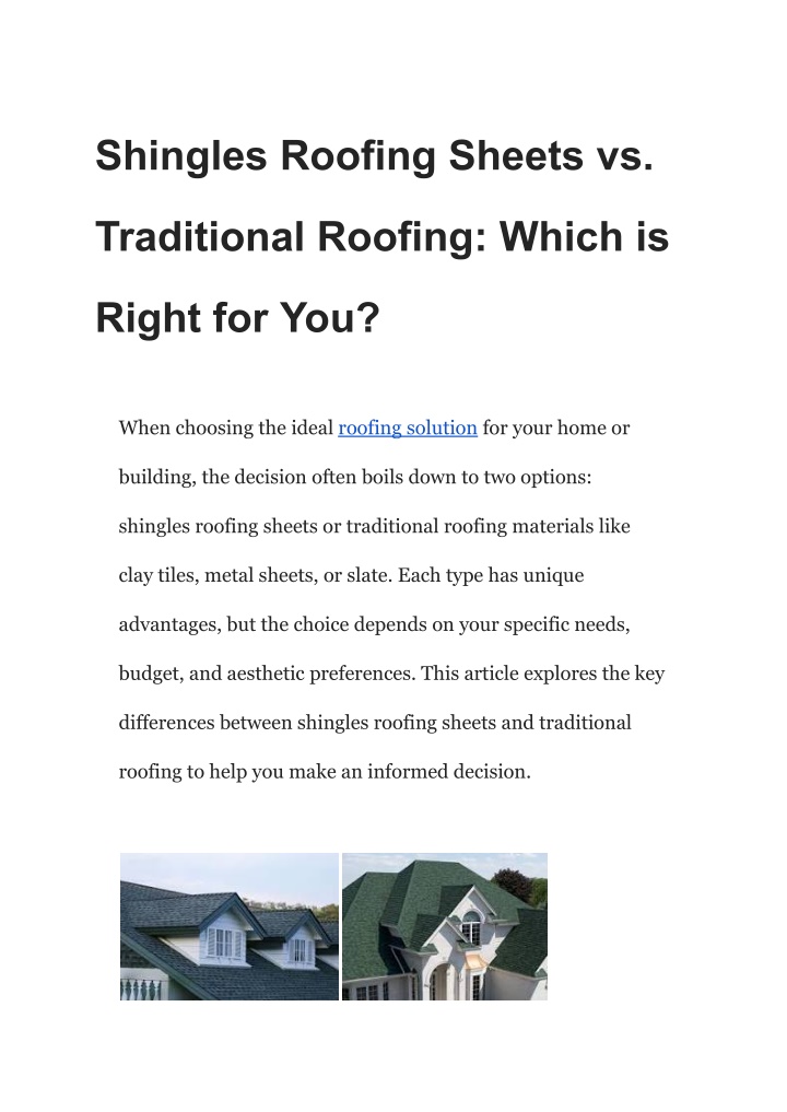 shingles roofing sheets vs