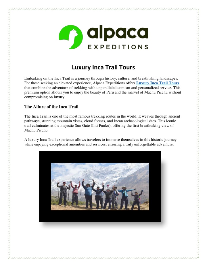 luxury inca trail tours