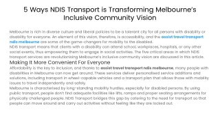 5 Ways NDIS Transport is Transforming Melbourne’s Inclusive Community Vision