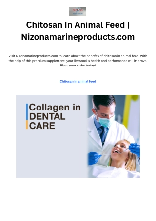 Chitosan In Animal Feed  Nizonamarineproducts.com