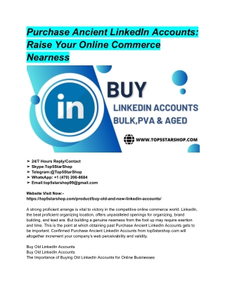 Purchase Ancient LinkedIn Accounts_ Raise Your Online Commerce Nearness