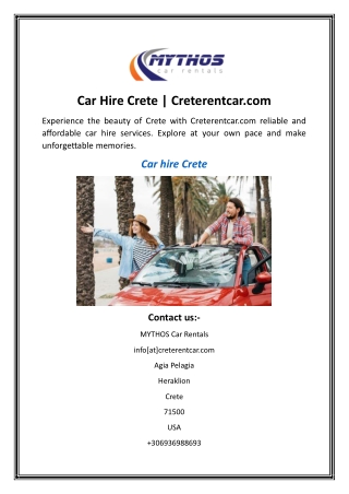 Car Hire Crete  Creterentcar.com