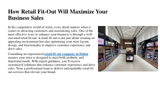 How Retail Fit-Out Will Maximize Your Business Sales