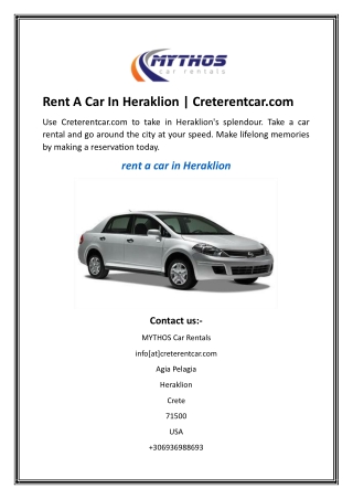 Rent A Car In Heraklion  Creterentcar.com