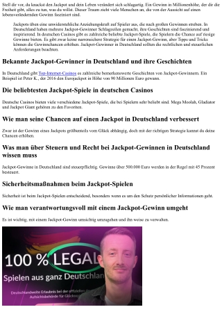 Die spannendsten Casino-Jackpots in deutschen Spielbanken: Wo und wie man sie kn