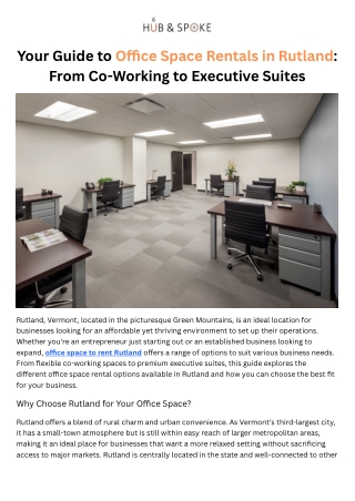 Your Guide to Office Space Rentals in Rutland From Co-Working to Executive Suites