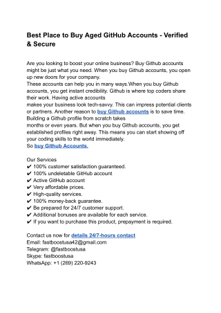 Best Place to Buy Aged GitHub Accounts - Verified & Secure