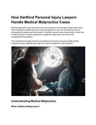 How Hartford Personal Injury Lawyers Handle Medical Malpractice Cases