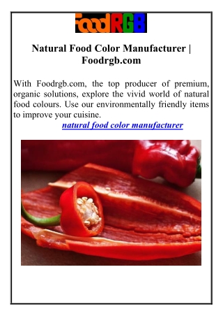 Natural Food Color Manufacturer  Foodrgbcom